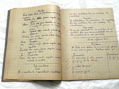 1920s - French Schoolgirl's Notebook - Vintage French Manuscript - Primary Education Ephemera - Daily Life Document