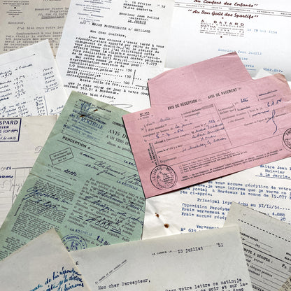 1950s - Vintage Ephemera Lot – French Letters, Invoices & Legal Documents from Notary Archive