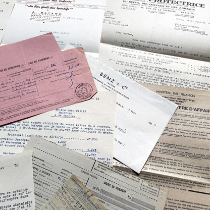 1950s - Vintage Ephemera Lot – French Letters, Invoices & Legal Documents from Notary Archive