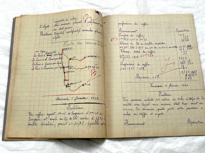 1920s - French Schoolgirl's Notebook - Vintage French Manuscript - Primary Education Ephemera - Daily Life Document