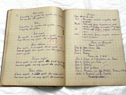 1920s - French Schoolgirl's Notebook - Vintage French Manuscript - Primary Education Ephemera - Daily Life Document