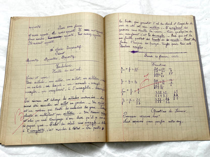 1920s - French Schoolgirl's Notebook - Vintage French Manuscript - Primary Education Ephemera - Daily Life Document