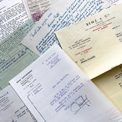 1950s - Vintage Ephemera Lot – French Letters, Invoices & Legal Documents from Notary Archive