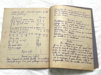 1920s - French Schoolgirl's Notebook - Vintage French Manuscript - Primary Education Ephemera - Daily Life Document