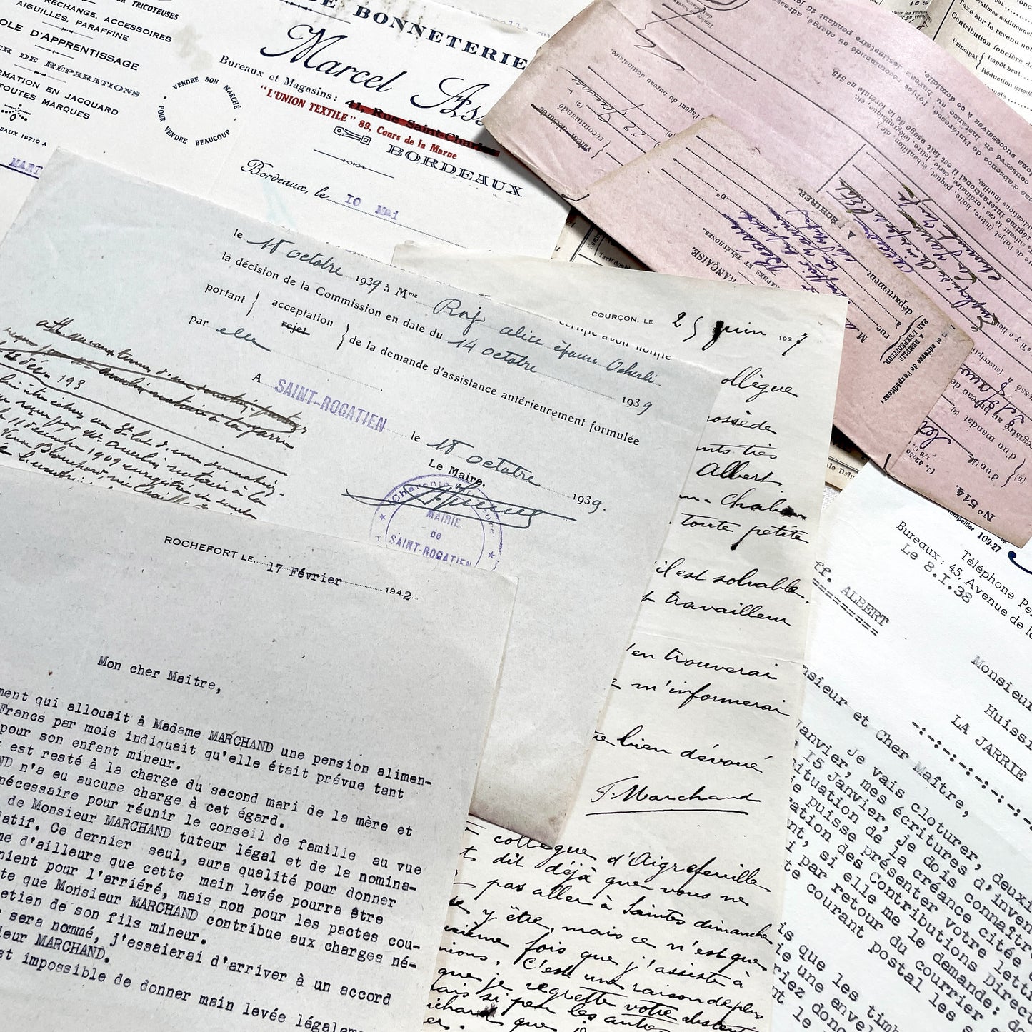 1930s - Vintage Ephemera Lot – French Letters, Invoices & Legal Documents from Notary Archive