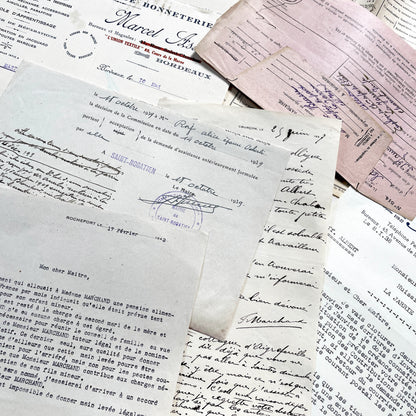 1930s - Vintage Ephemera Lot – French Letters, Invoices & Legal Documents from Notary Archive