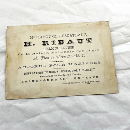 Late 19th - Antique French Advertising Chromo Card - H. Ribaut Watchmaking & Jewelry - Saint-Germain-en-Laye Children Performers Art Print