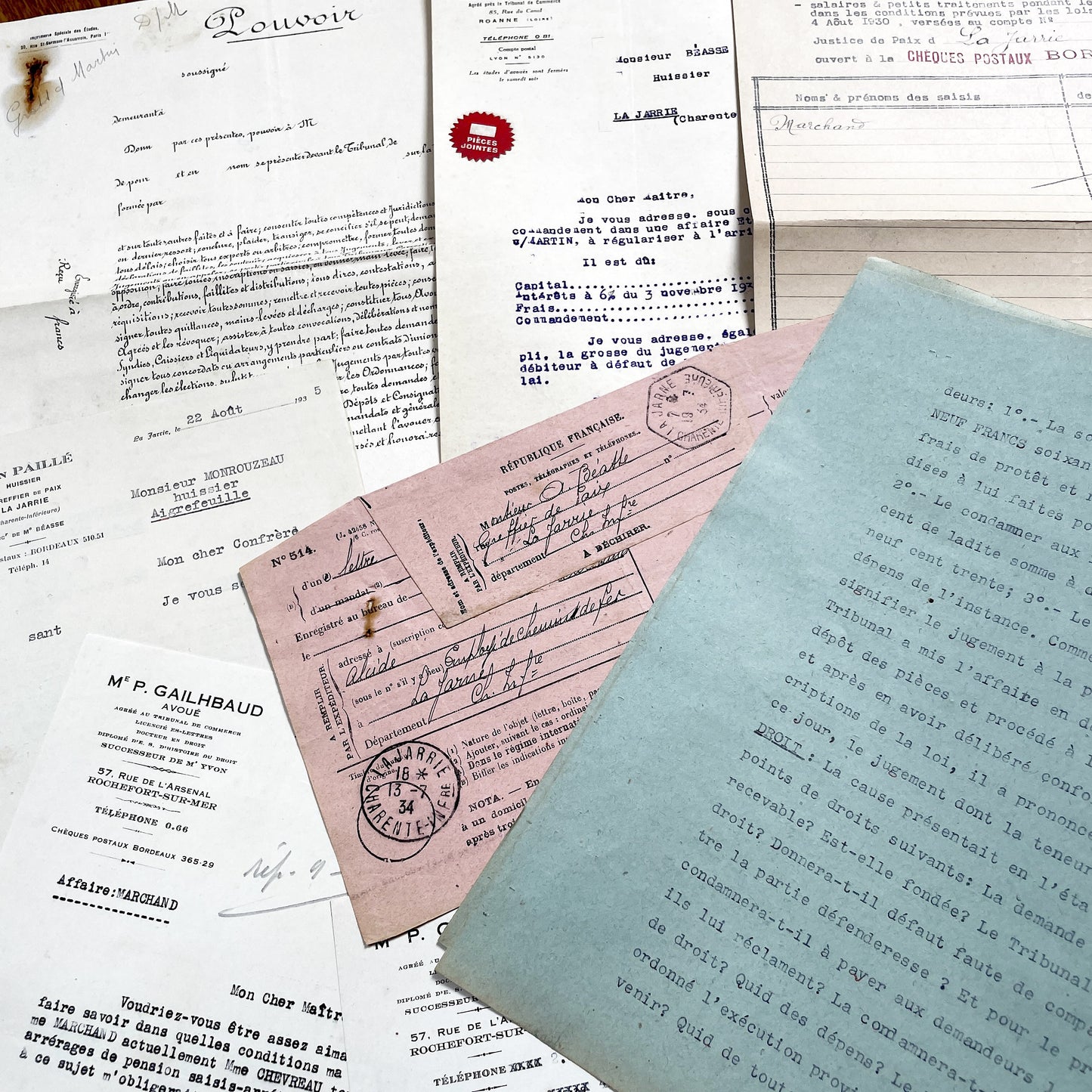 1930s - Vintage Ephemera Lot – French Letters, Invoices & Legal Documents from Notary Archive