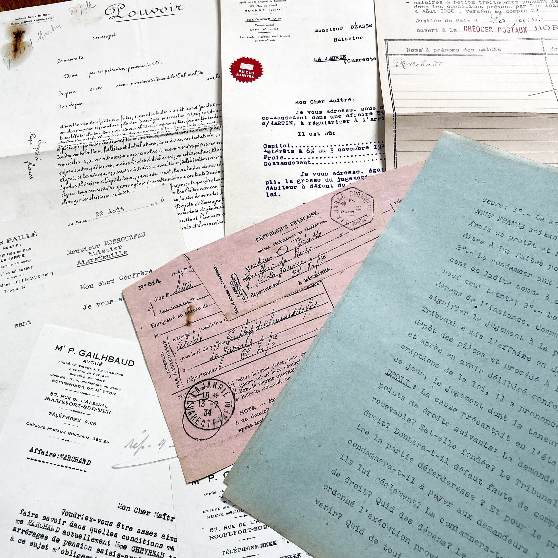 1930s - Vintage Ephemera Lot – French Letters, Invoices & Legal Documents from Notary Archive