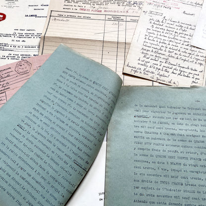 1930s - Vintage Ephemera Lot – French Letters, Invoices & Legal Documents from Notary Archive