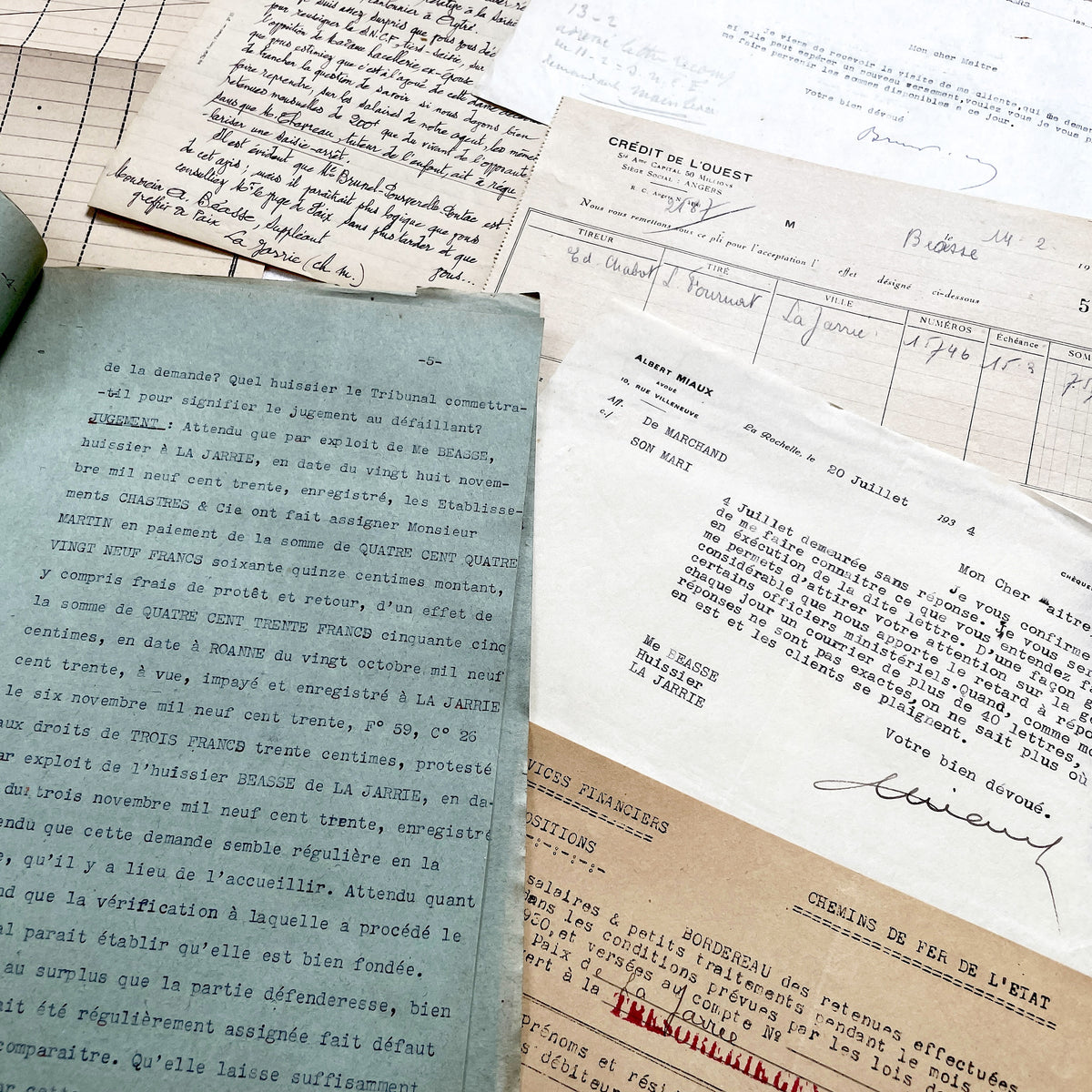 1930s - Vintage Ephemera Lot – French Letters, Invoices & Legal Documents from Notary Archive