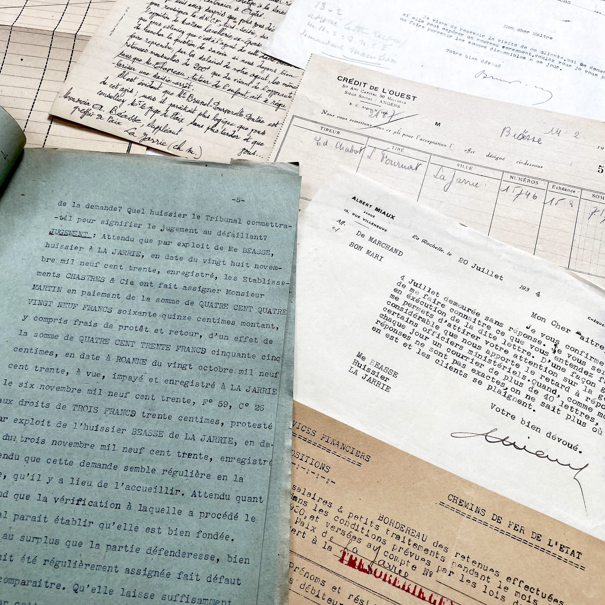 1930s - Vintage Ephemera Lot – French Letters, Invoices & Legal Documents from Notary Archive
