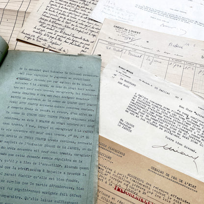 1930s - Vintage Ephemera Lot – French Letters, Invoices & Legal Documents from Notary Archive
