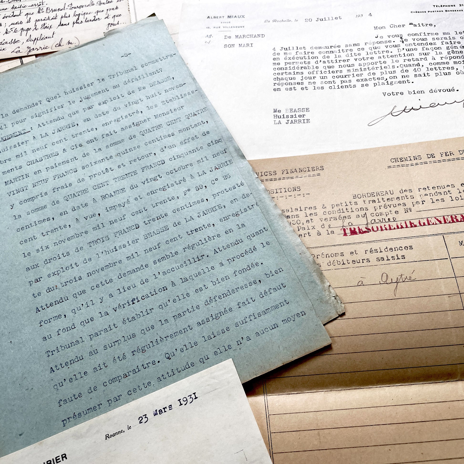 1930s - Vintage Ephemera Lot – French Letters, Invoices & Legal Documents from Notary Archive