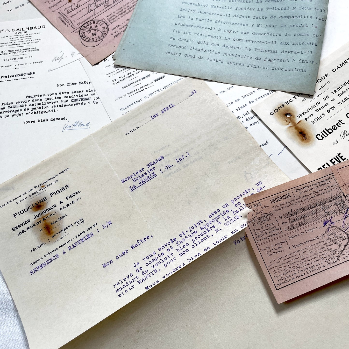 1930s - Vintage Ephemera Lot – French Letters, Invoices & Legal Documents from Notary Archive