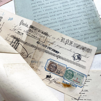 1930s - Vintage Ephemera Lot – French Letters, Invoices & Legal Documents from Notary Archive