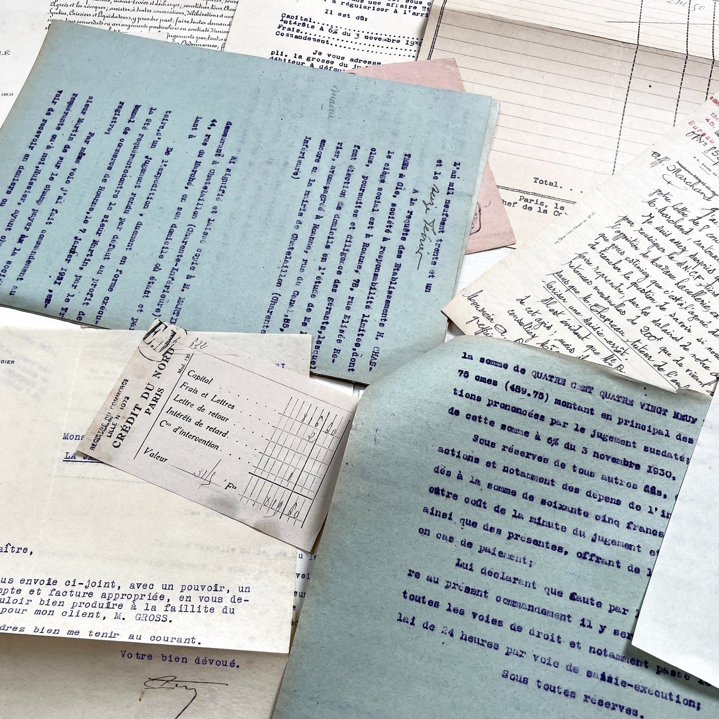 1930s - Vintage Ephemera Lot – French Letters, Invoices & Legal Documents from Notary Archive