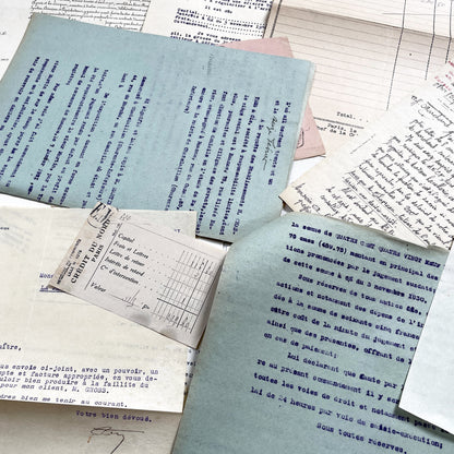 1930s - Vintage Ephemera Lot – French Letters, Invoices & Legal Documents from Notary Archive
