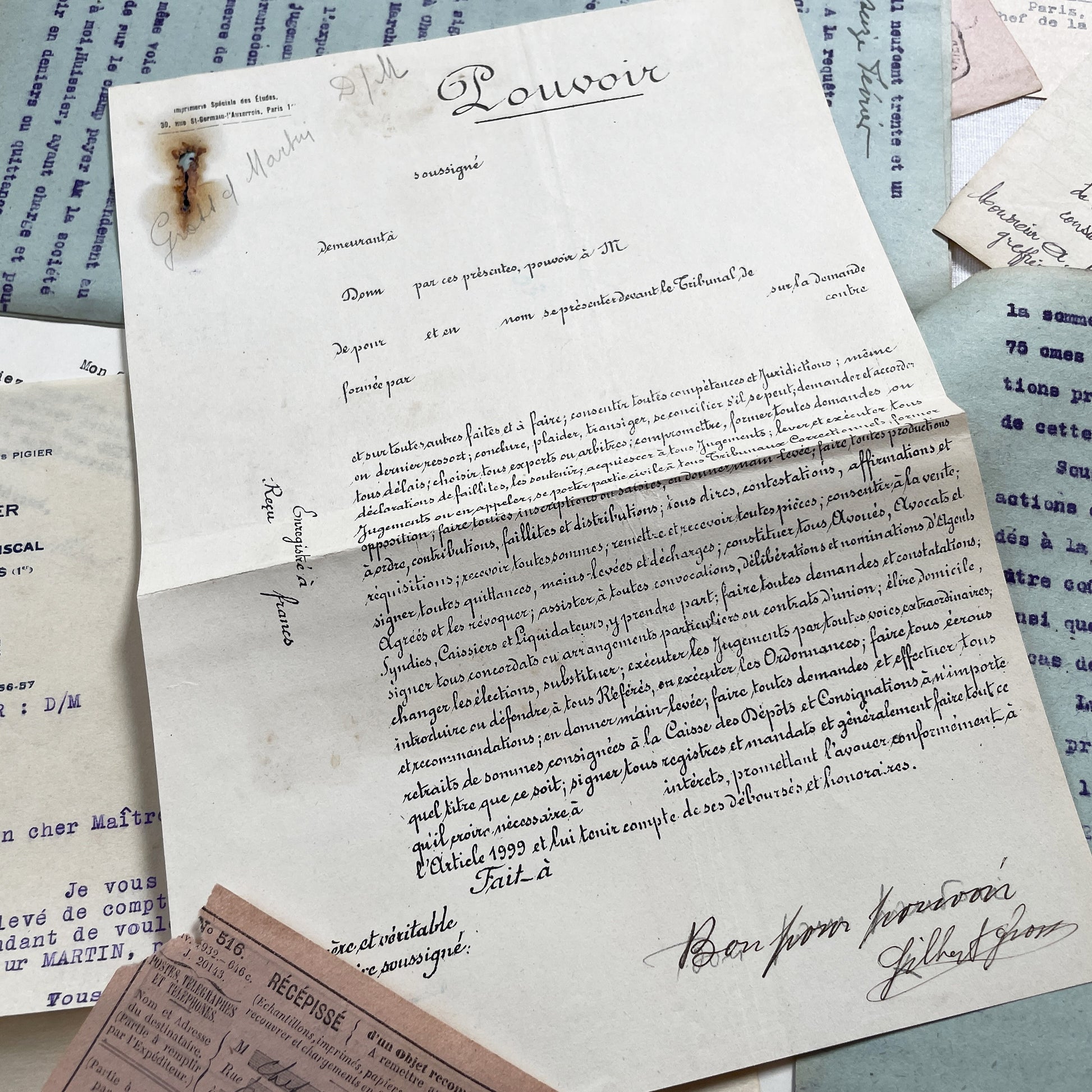 1930s - Vintage Ephemera Lot – French Letters, Invoices & Legal Documents from Notary Archive