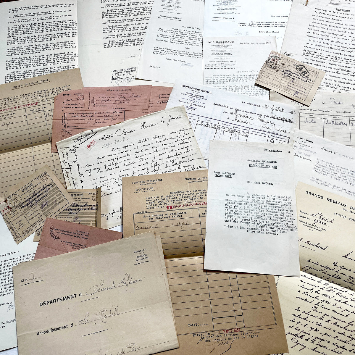 1930s - Vintage Ephemera Lot – French Letters, Invoices & Legal Documents from Notary Archive