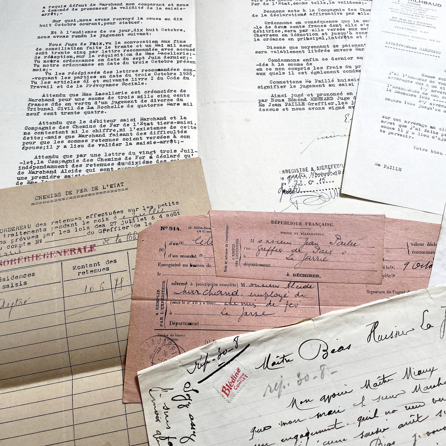 1930s - Vintage Ephemera Lot – French Letters, Invoices & Legal Documents from Notary Archive