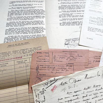 1930s - Vintage Ephemera Lot – French Letters, Invoices & Legal Documents from Notary Archive