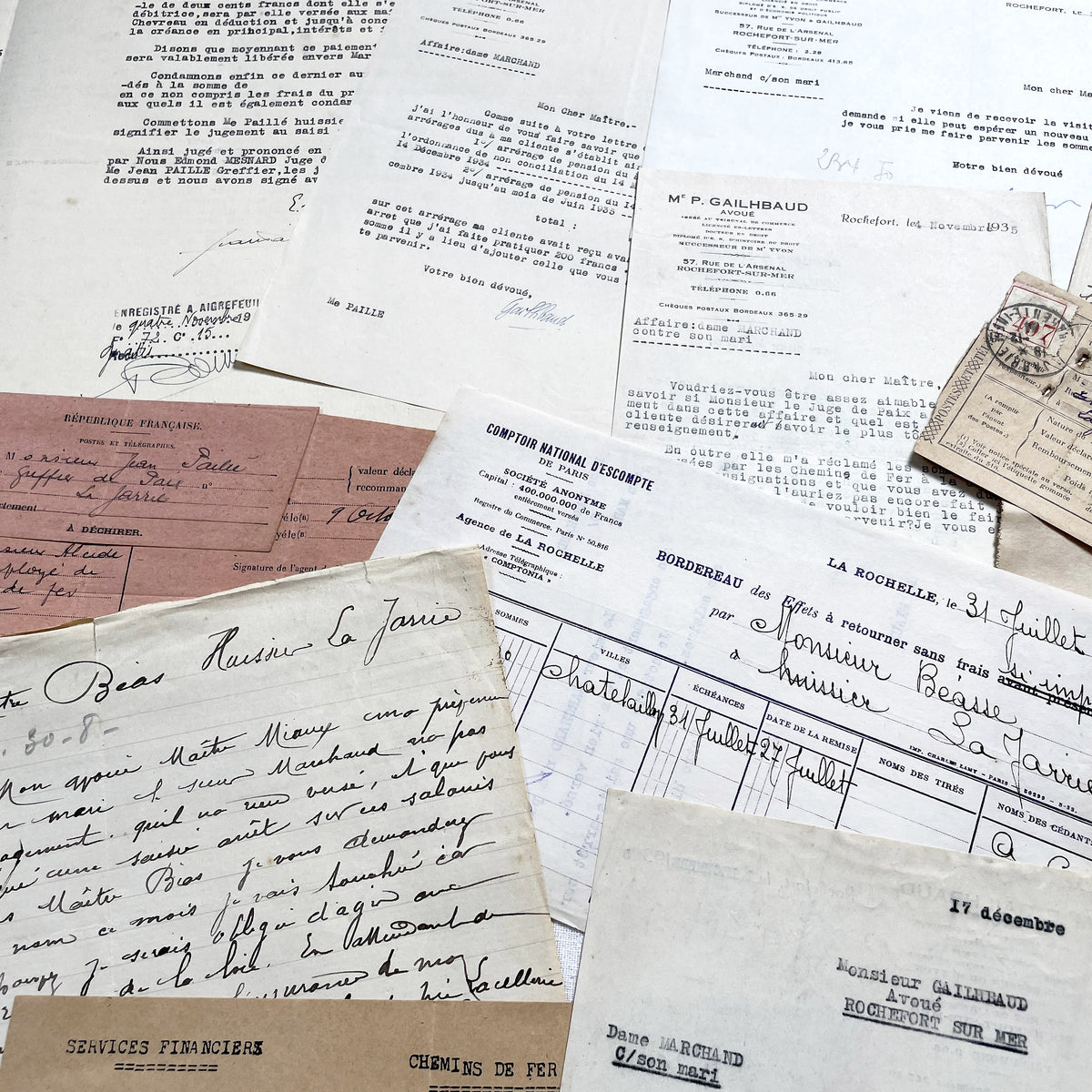 1930s - Vintage Ephemera Lot – French Letters, Invoices & Legal Documents from Notary Archive