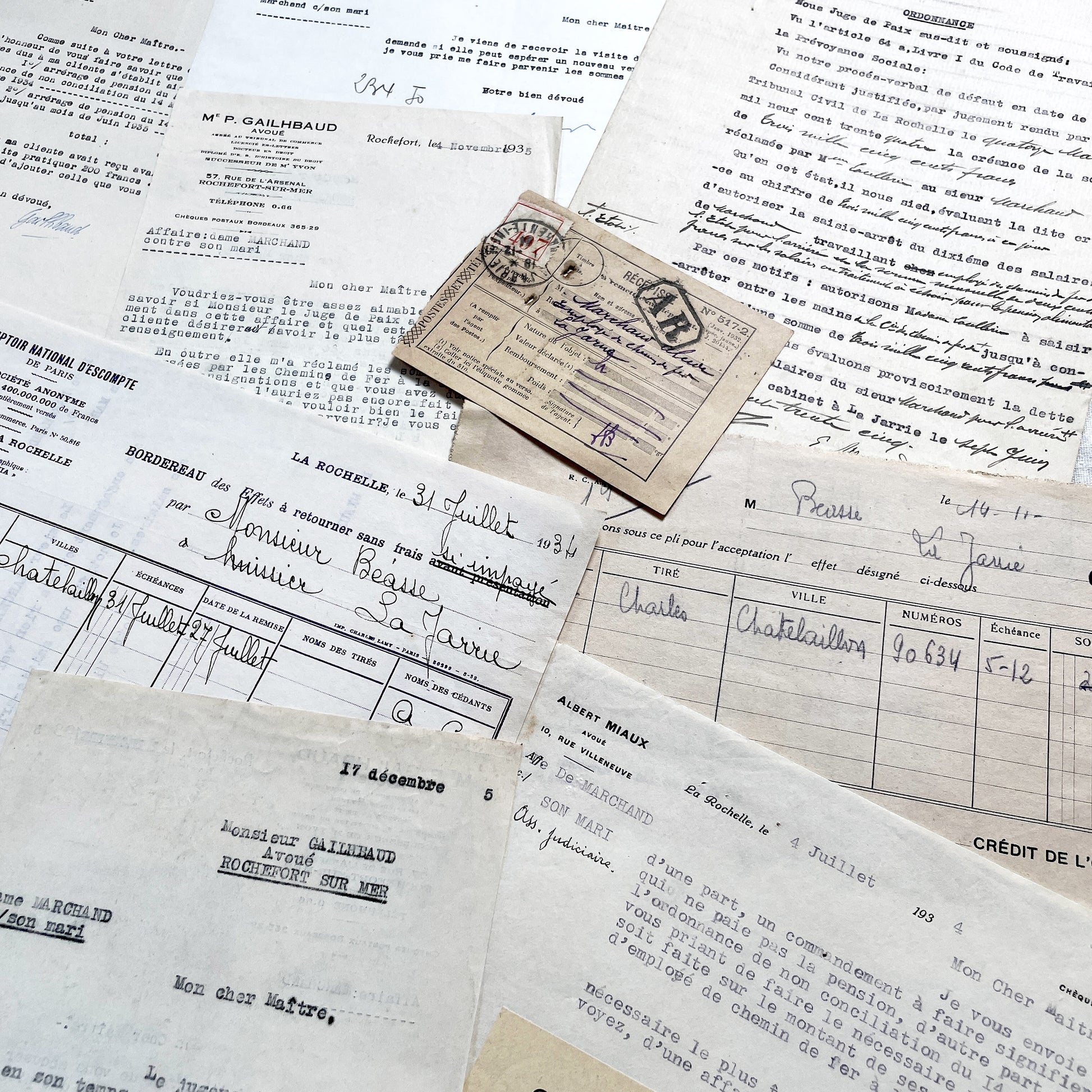 1930s - Vintage Ephemera Lot – French Letters, Invoices & Legal Documents from Notary Archive