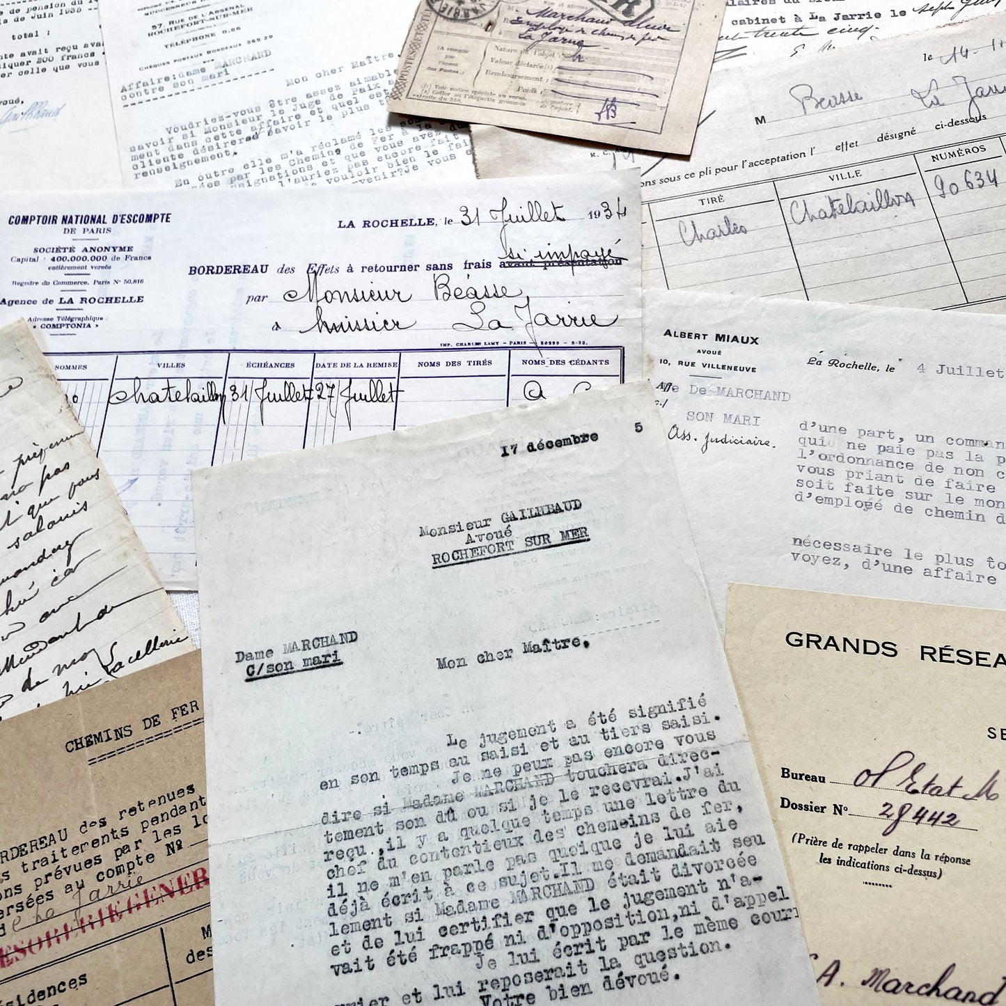 1930s - Vintage Ephemera Lot – French Letters, Invoices & Legal Documents from Notary Archive
