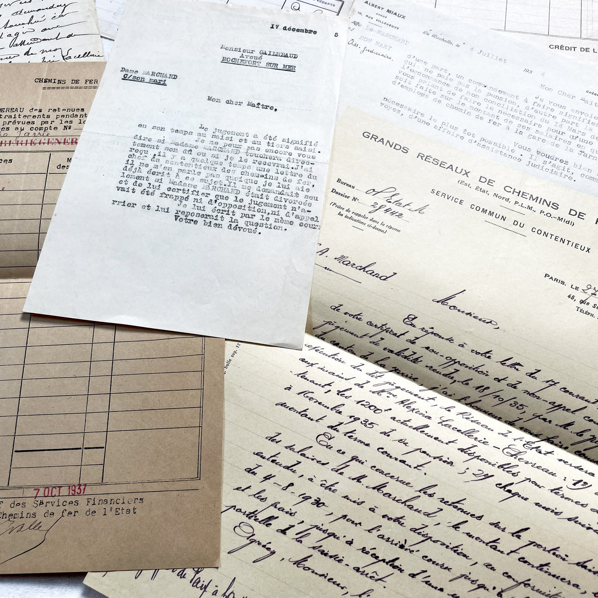 1930s - Vintage Ephemera Lot – French Letters, Invoices & Legal Documents from Notary Archive