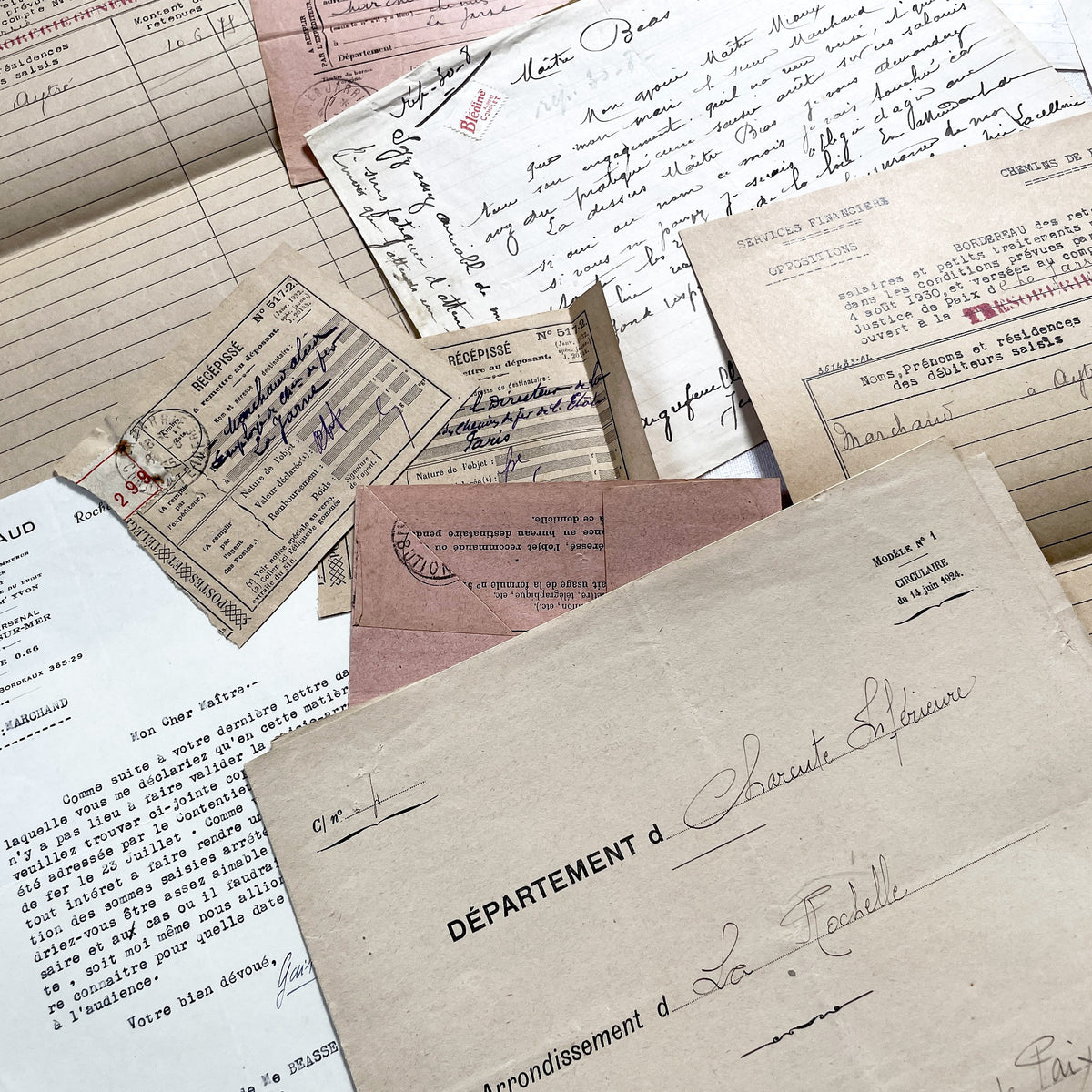1930s - Vintage Ephemera Lot – French Letters, Invoices & Legal Documents from Notary Archive