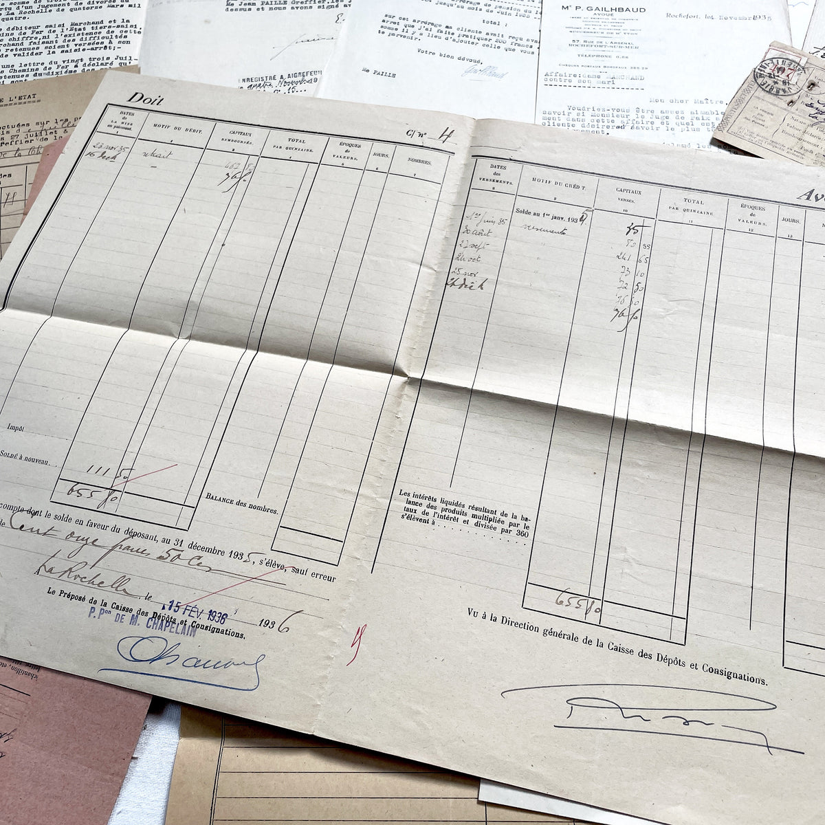 1930s - Vintage Ephemera Lot – French Letters, Invoices & Legal Documents from Notary Archive