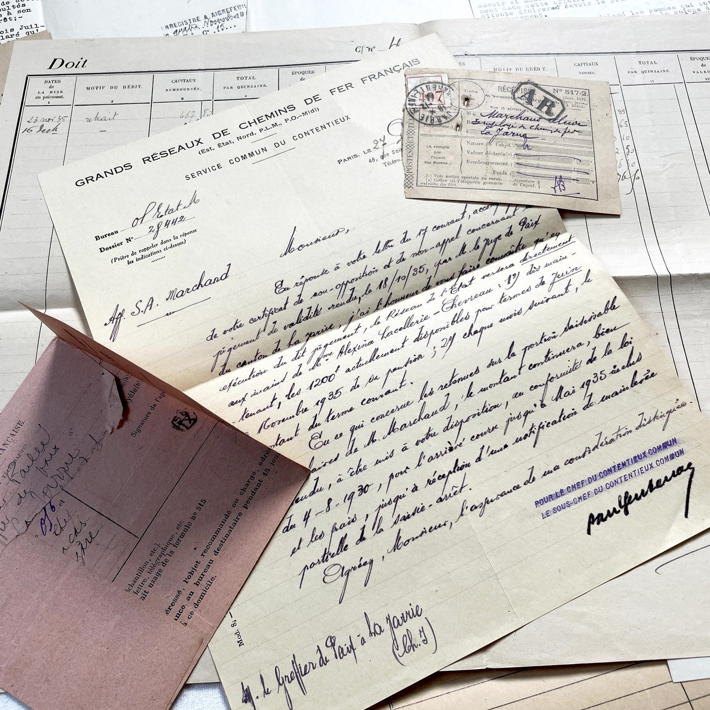 1930s - Vintage Ephemera Lot – French Letters, Invoices & Legal Documents from Notary Archive