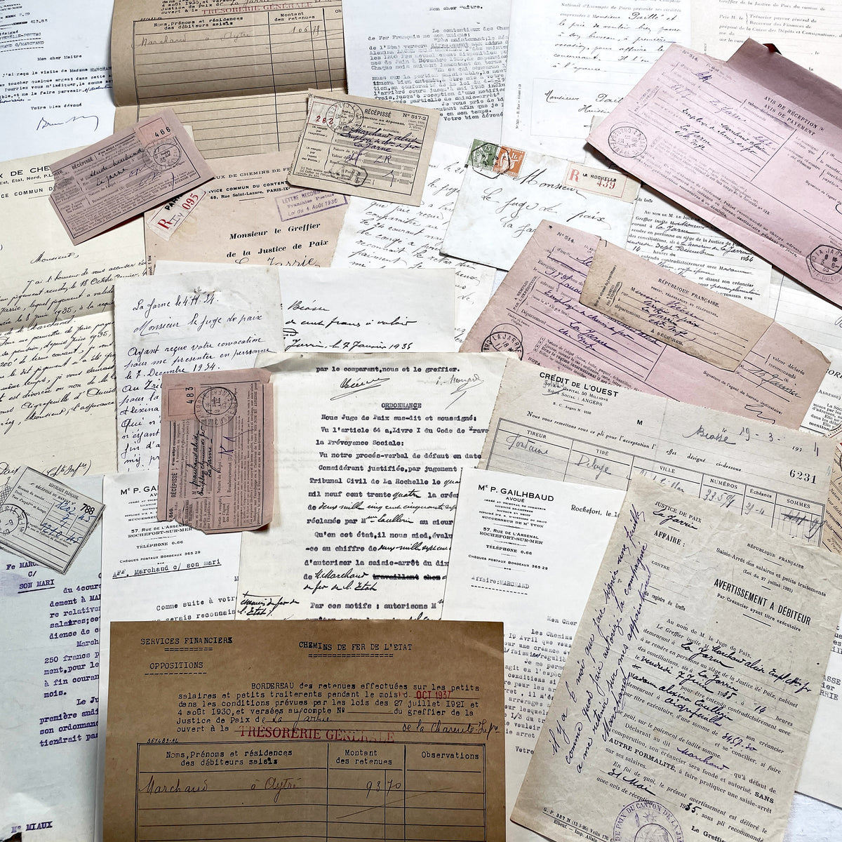 1930s - Vintage Ephemera Lot – French Letters, Invoices & Legal Documents from Notary Archive