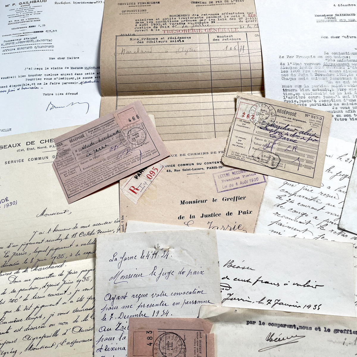 1930s - Vintage Ephemera Lot – French Letters, Invoices & Legal Documents from Notary Archive