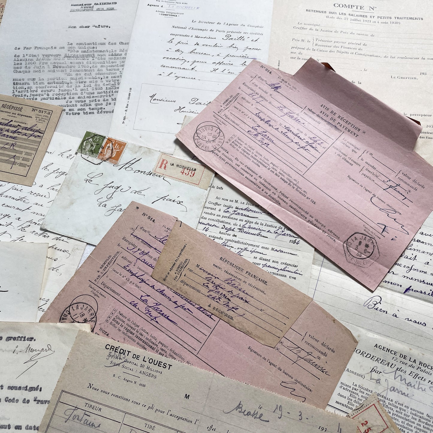 1930s - Vintage Ephemera Lot – French Letters, Invoices & Legal Documents from Notary Archive