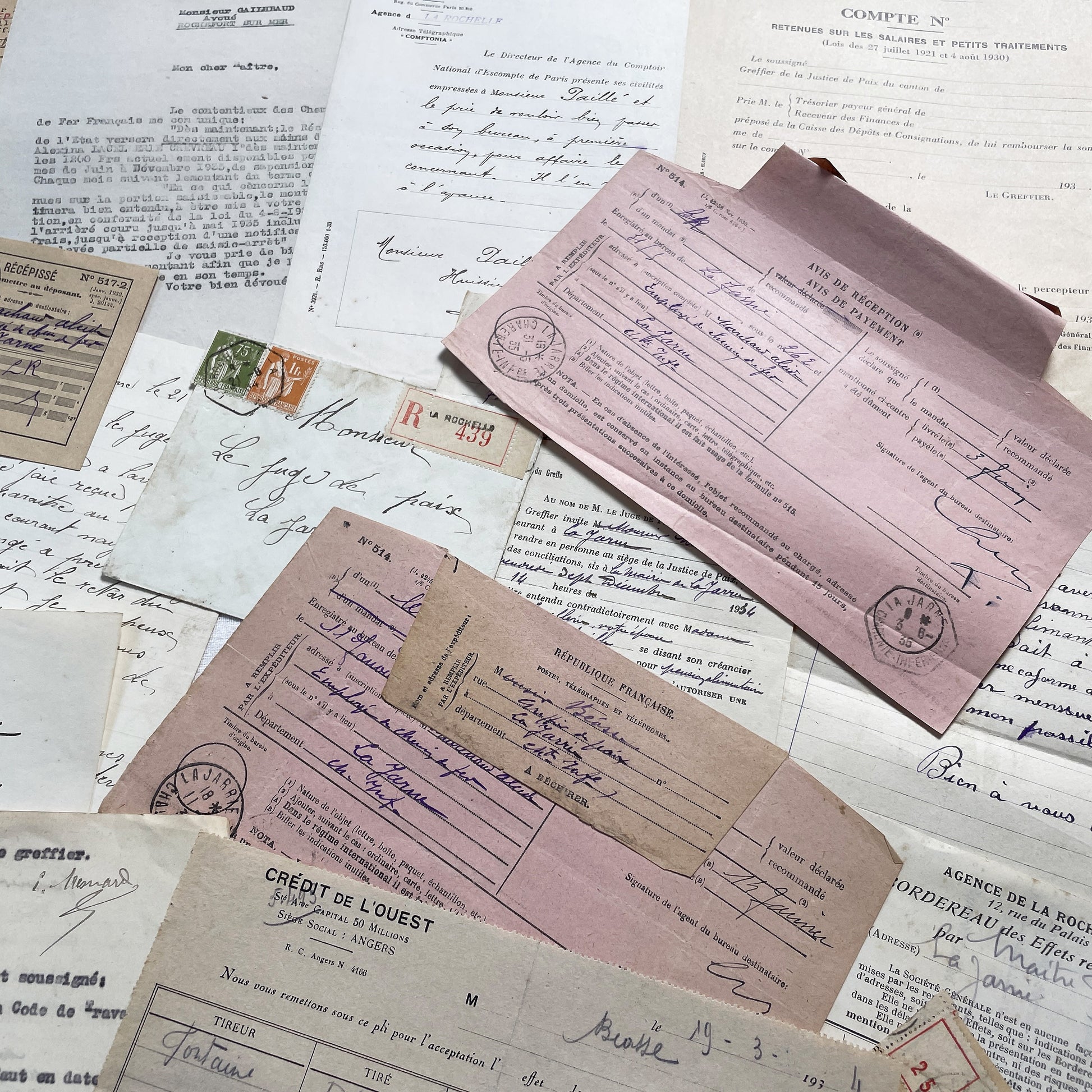 1930s - Vintage Ephemera Lot – French Letters, Invoices & Legal Documents from Notary Archive