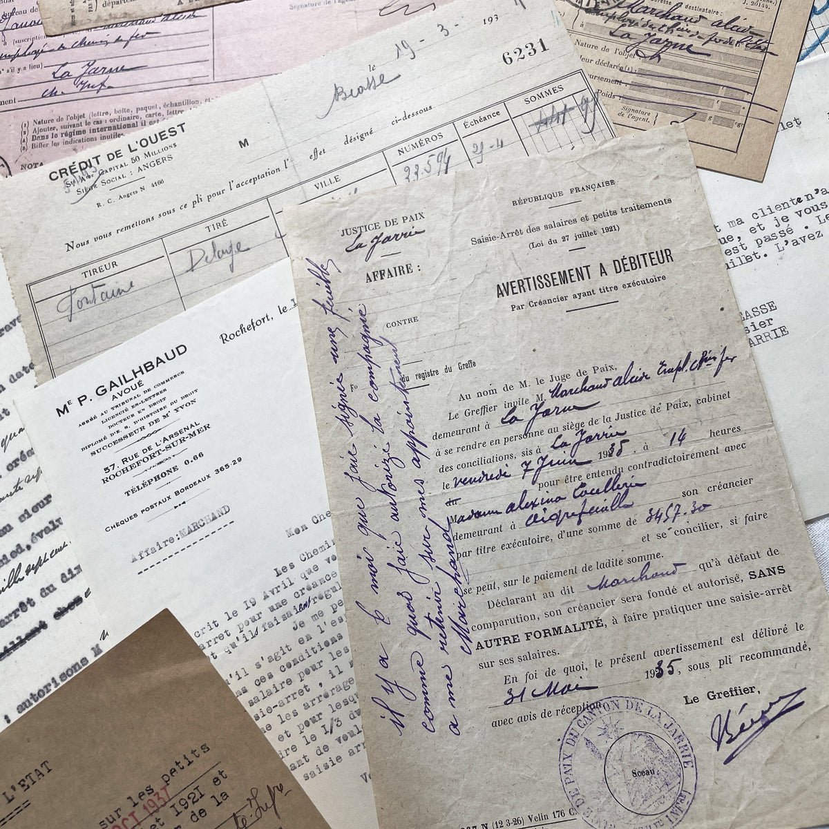 1930s - Vintage Ephemera Lot – French Letters, Invoices & Legal Documents from Notary Archive