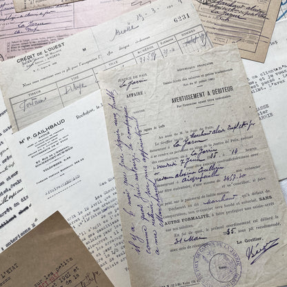 1930s - Vintage Ephemera Lot – French Letters, Invoices & Legal Documents from Notary Archive