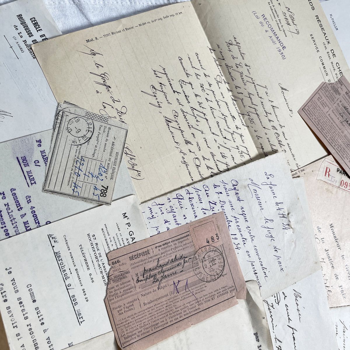 1930s - Vintage Ephemera Lot – French Letters, Invoices & Legal Documents from Notary Archive