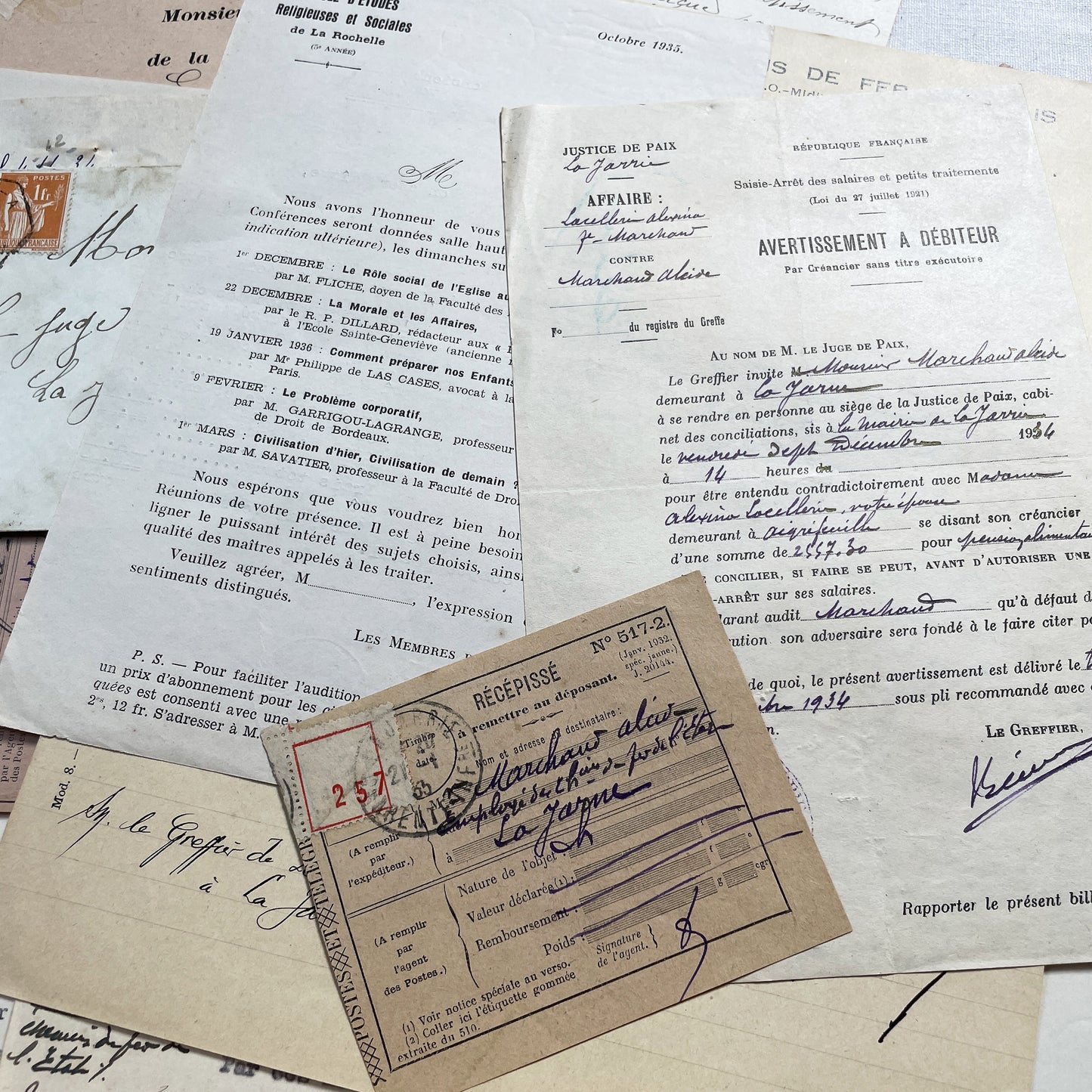 1930s - Vintage Ephemera Lot – French Letters, Invoices & Legal Documents from Notary Archive
