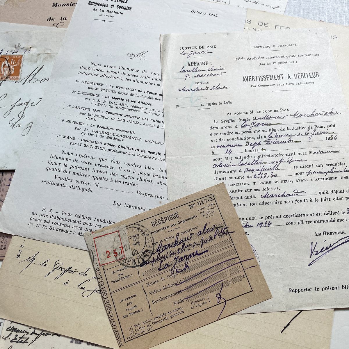 1930s - Vintage Ephemera Lot – French Letters, Invoices & Legal Documents from Notary Archive