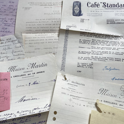 1930s - Vintage Ephemera Lot – French Letters, Invoices & Legal Documents from Notary Archive