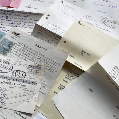 1930s - Vintage Ephemera Lot – French Letters, Invoices & Legal Documents from Notary Archive