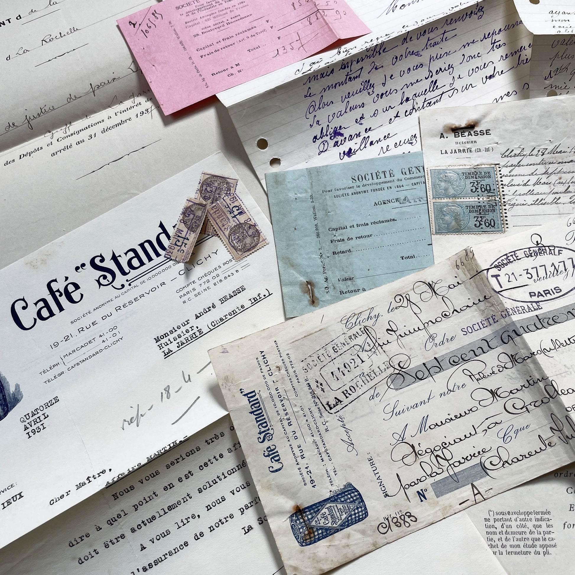 1930s - Vintage Ephemera Lot – French Letters, Invoices & Legal Documents from Notary Archive