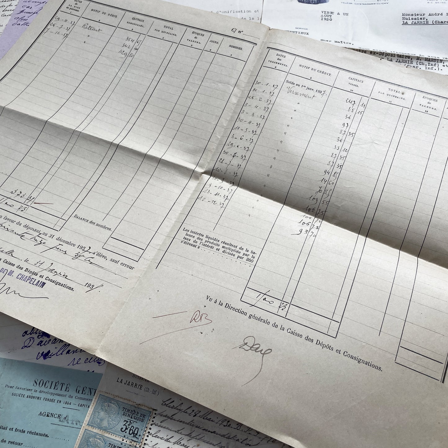 1930s - Vintage Ephemera Lot – French Letters, Invoices & Legal Documents from Notary Archive