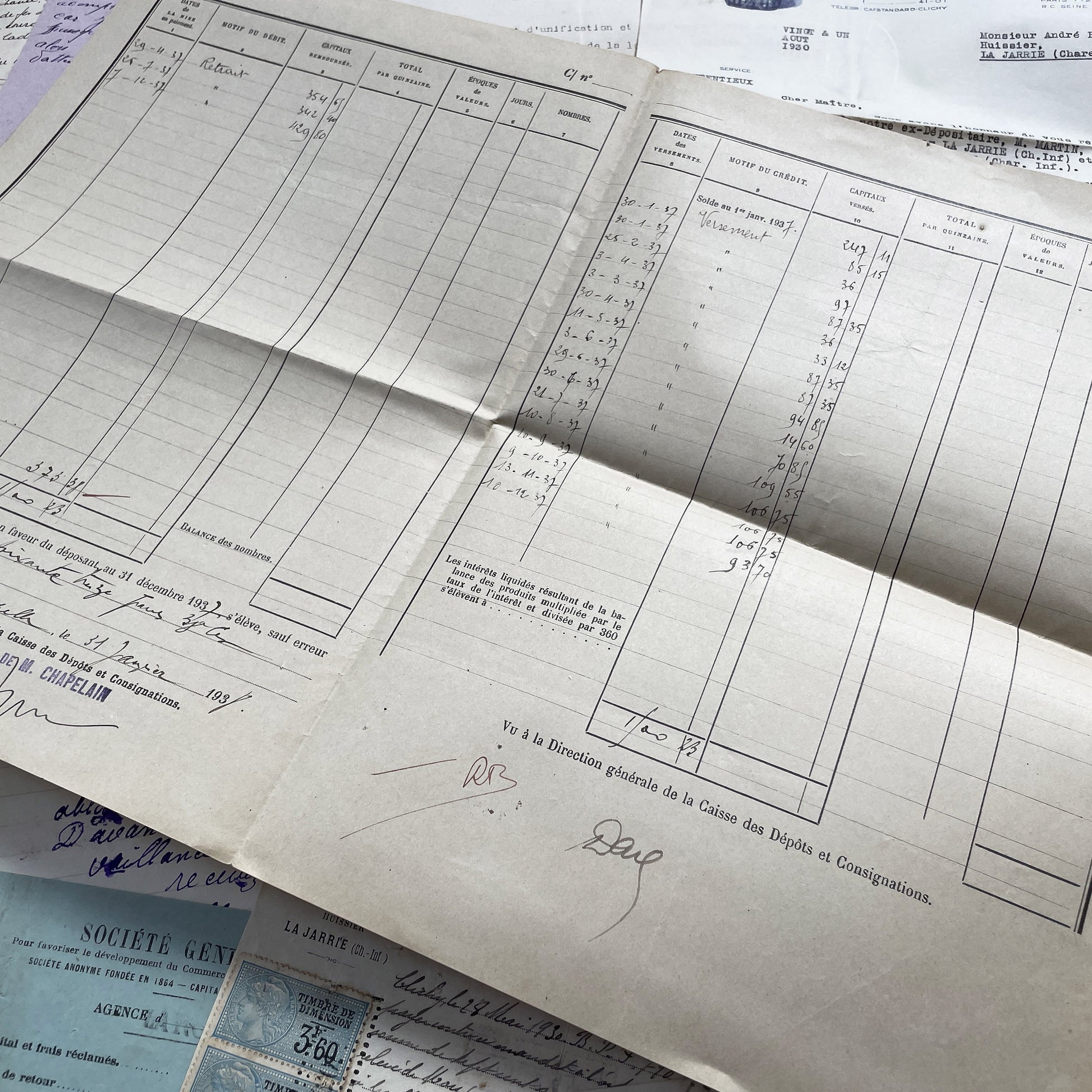 1930s - Vintage Ephemera Lot – French Letters, Invoices & Legal Documents from Notary Archive