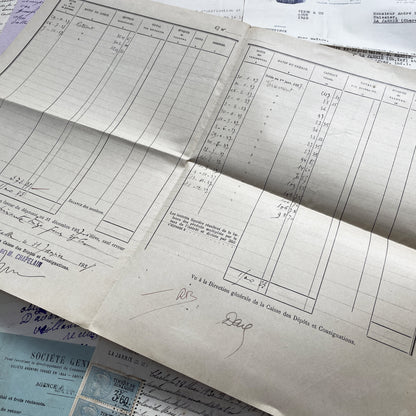 1930s - Vintage Ephemera Lot – French Letters, Invoices & Legal Documents from Notary Archive