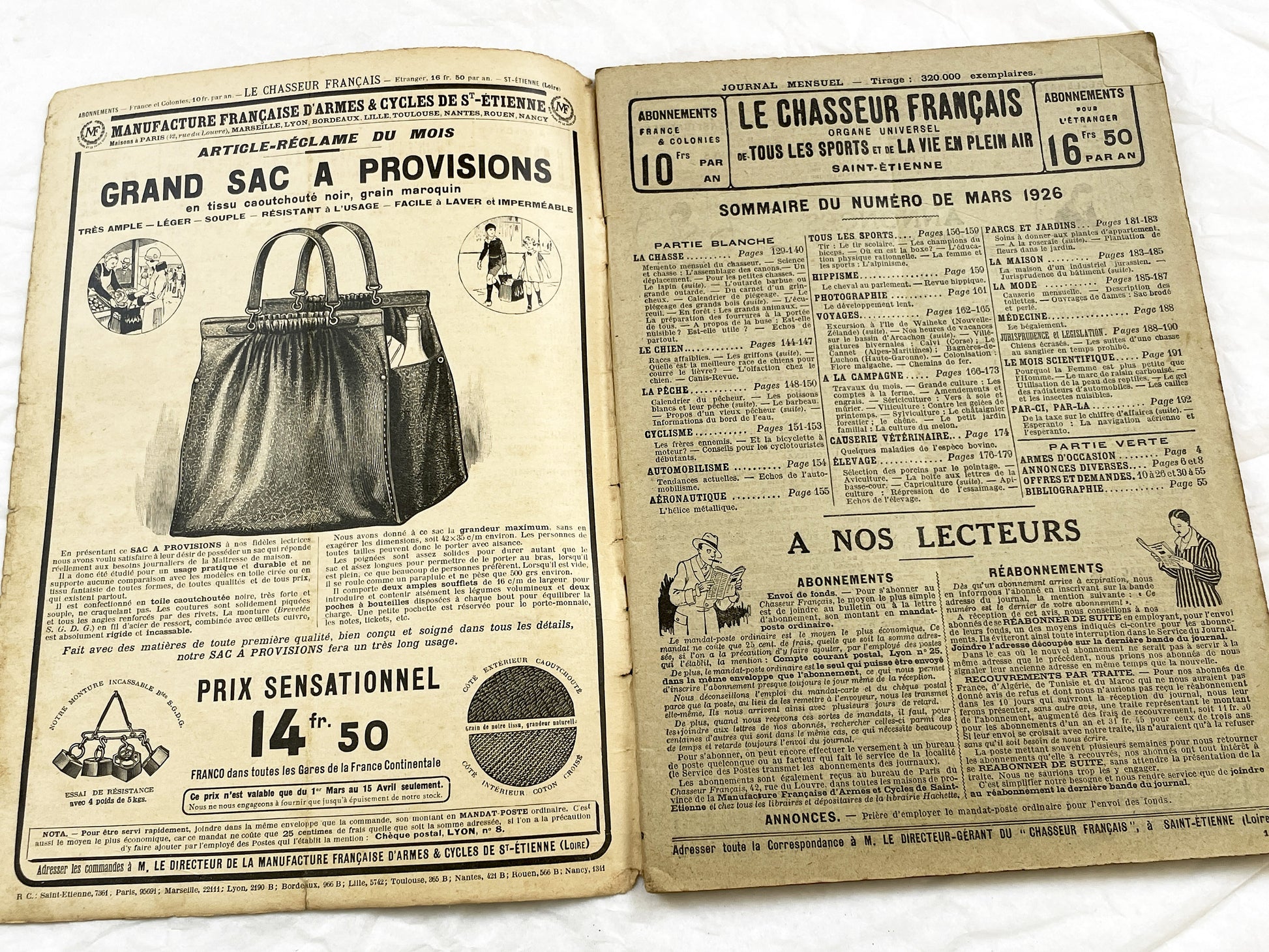 1920s – French Magazine - Le Chasseur Français - French vintage illustrated lifestyle & advertising publication