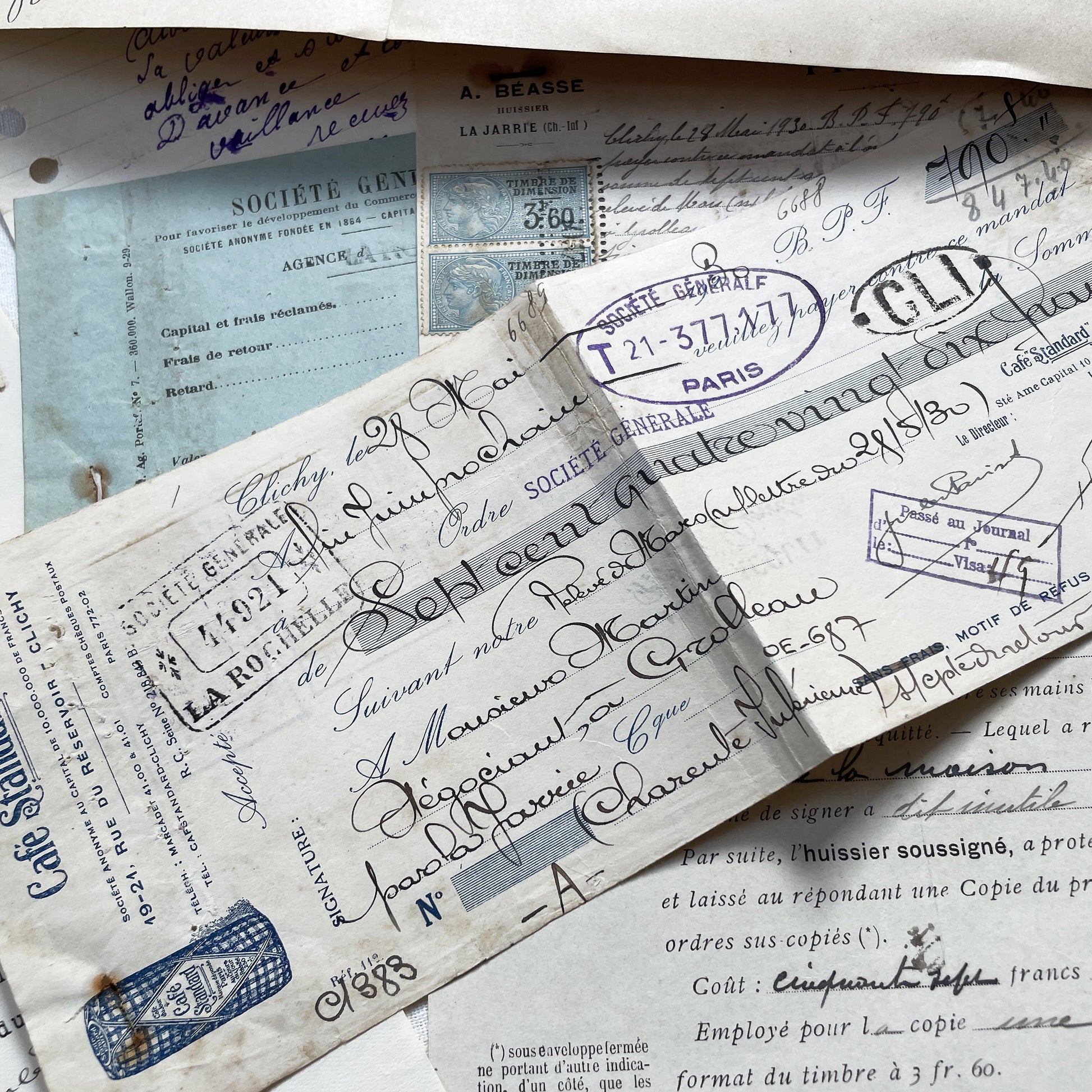 1930s - Vintage Ephemera Lot – French Letters, Invoices & Legal Documents from Notary Archive